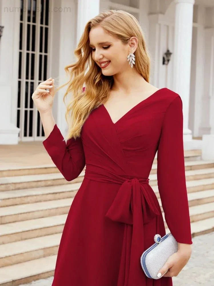 Bridesmaid Dress V-Back Waist Belt Mother of the Bride Wedding Guest SY28031 - Image 123