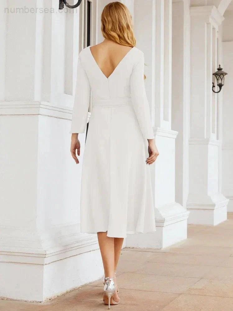 Bridesmaid Dress V-Back Waist Belt Mother of the Bride Wedding Guest SY28031 - Image 125