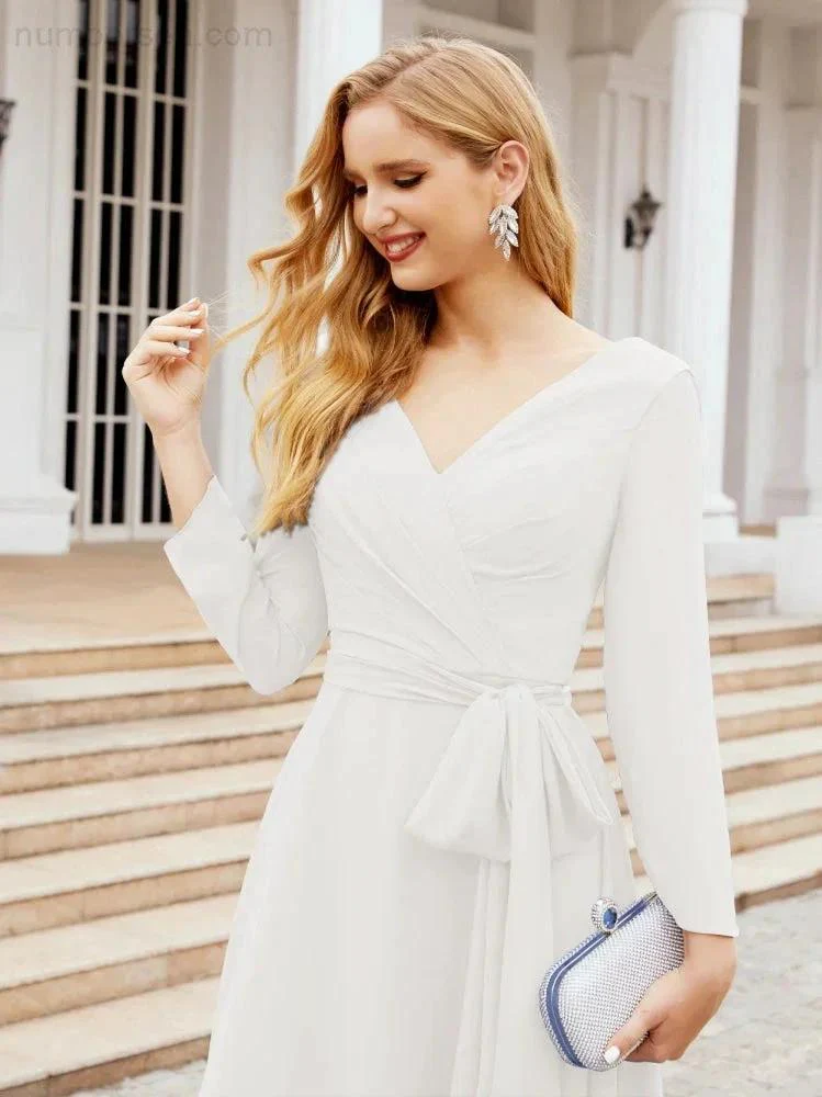Bridesmaid Dress V-Back Waist Belt Mother of the Bride Wedding Guest SY28031 - Image 126
