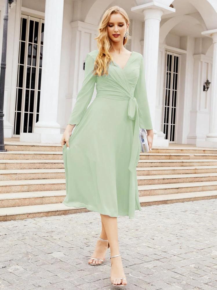 Bridesmaid Dress V-Back Waist Belt Mother of the Bride Wedding Guest SY28031 - Image 13
