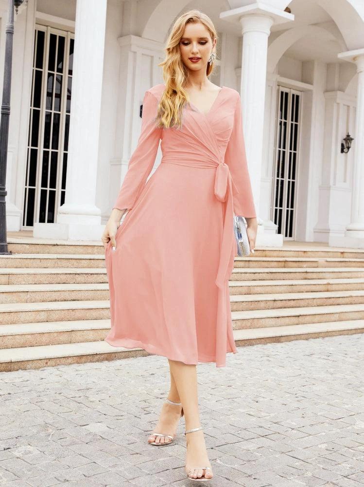 Bridesmaid Dress V-Back Waist Belt Mother of the Bride Wedding Guest SY28031 - Image 16