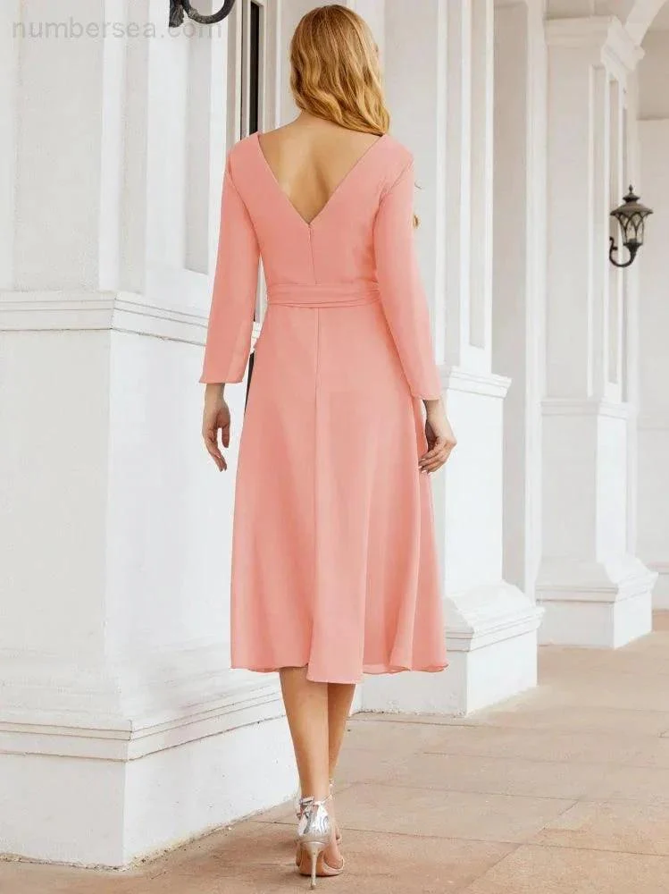 Bridesmaid Dress V-Back Waist Belt Mother of the Bride Wedding Guest SY28031 - Image 17