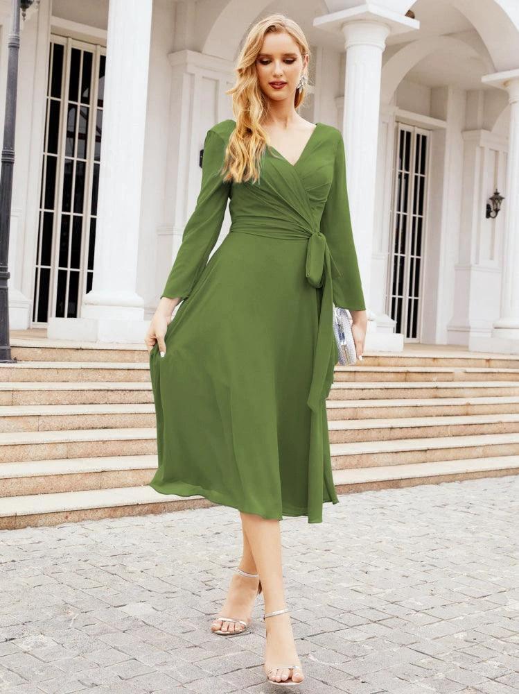 Bridesmaid Dress V-Back Waist Belt Mother of the Bride Wedding Guest SY28031 - Image 19