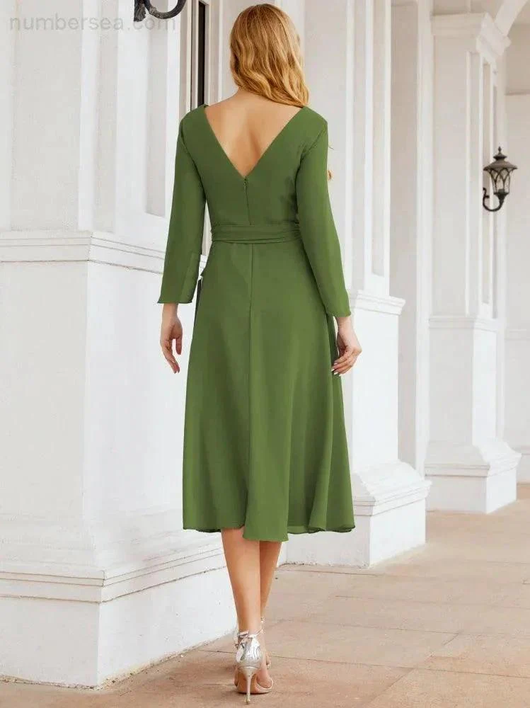 Bridesmaid Dress V-Back Waist Belt Mother of the Bride Wedding Guest SY28031 - Image 20