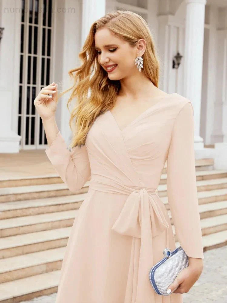 Bridesmaid Dress V-Back Waist Belt Mother of the Bride Wedding Guest SY28031 - Image 24