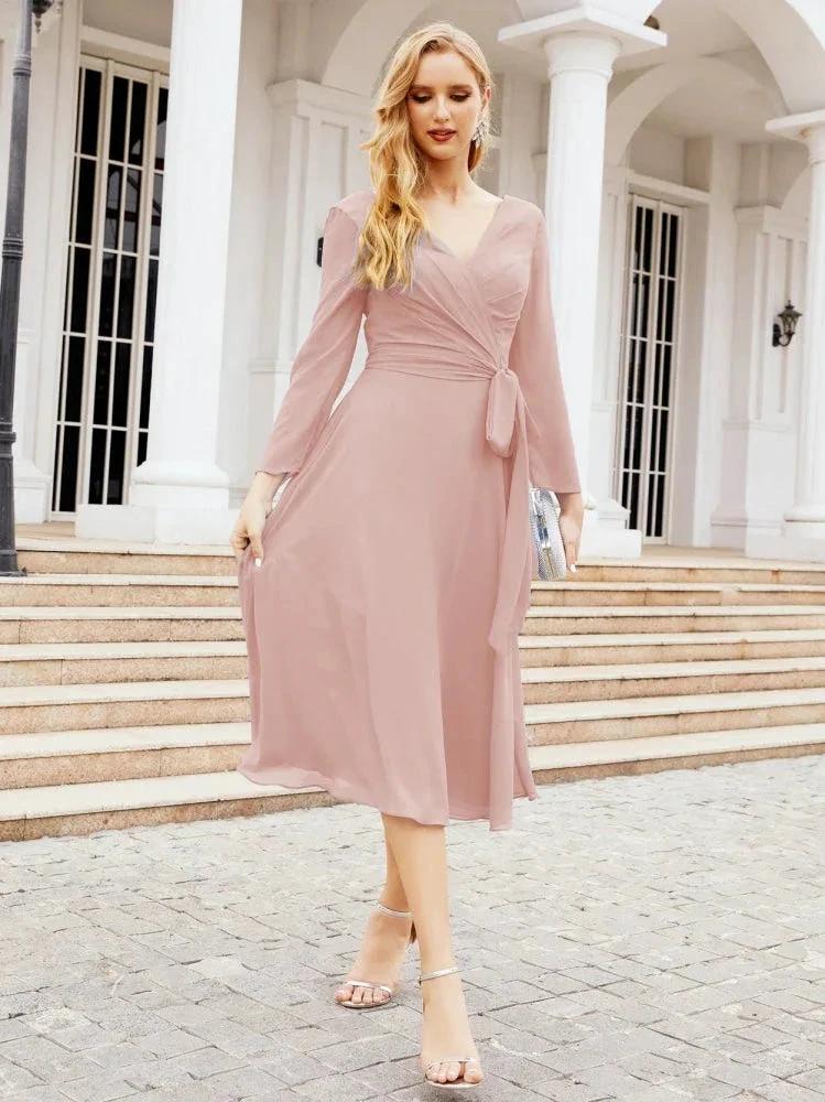 Bridesmaid Dress V-Back Waist Belt Mother of the Bride Wedding Guest SY28031 - Image 25