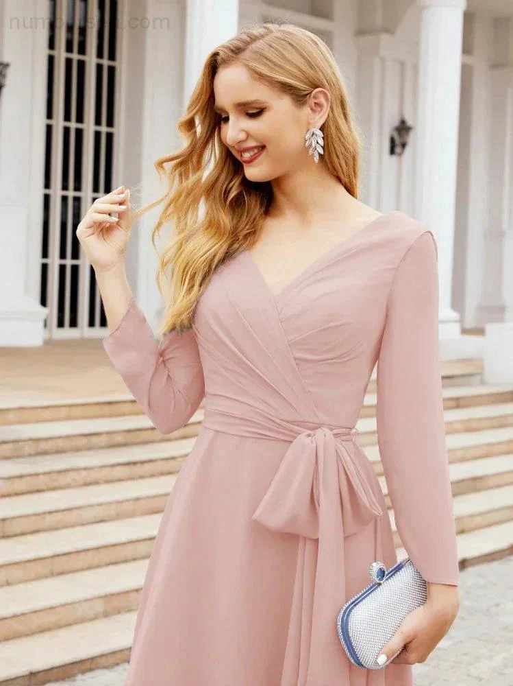 Bridesmaid Dress V-Back Waist Belt Mother of the Bride Wedding Guest SY28031 - Image 27