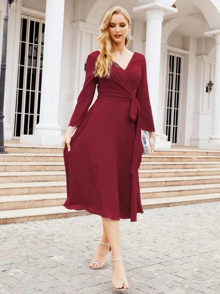 Bridesmaid Dress V-Back Waist Belt Mother of the Bride Wedding Guest SY28031 - Image 34