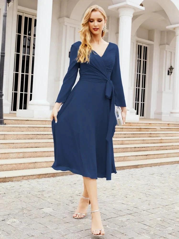 Bridesmaid Dress V-Back Waist Belt Mother of the Bride Wedding Guest SY28031 - Image 37