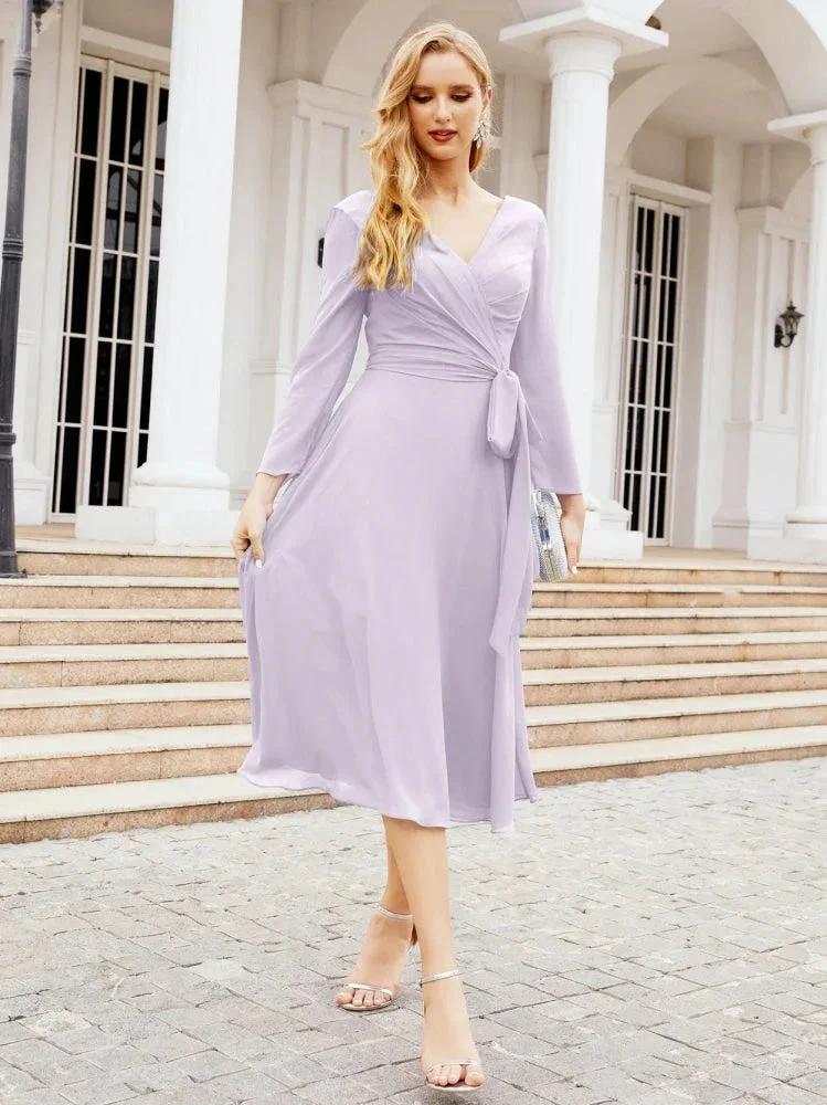Bridesmaid Dress V-Back Waist Belt Mother of the Bride Wedding Guest SY28031 - Image 40