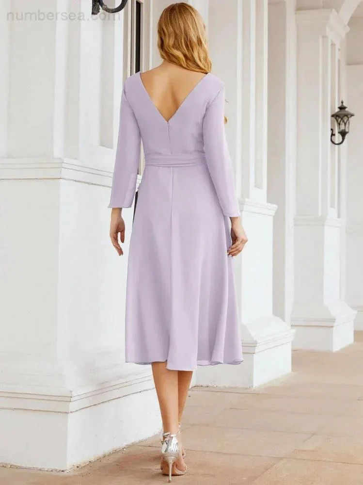 Bridesmaid Dress V-Back Waist Belt Mother of the Bride Wedding Guest SY28031 - Image 41