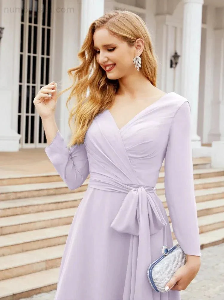 Bridesmaid Dress V-Back Waist Belt Mother of the Bride Wedding Guest SY28031 - Image 42