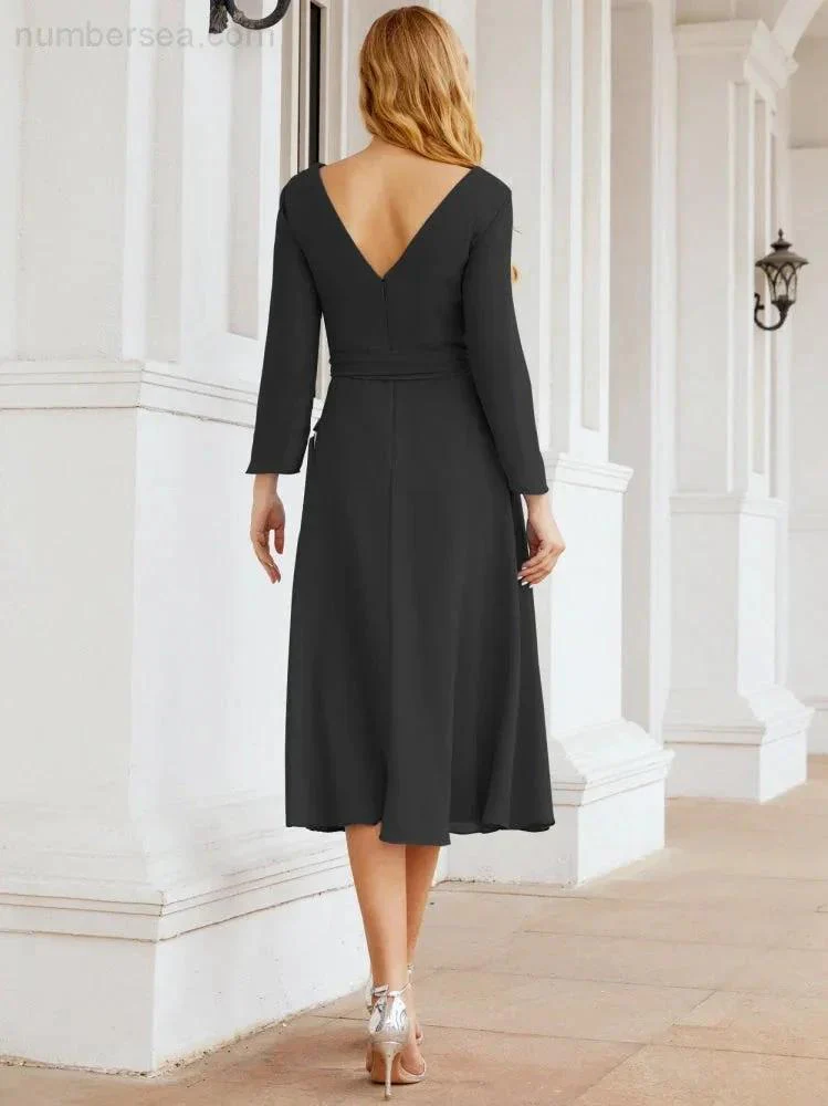 Bridesmaid Dress V-Back Waist Belt Mother of the Bride Wedding Guest SY28031 - Image 44