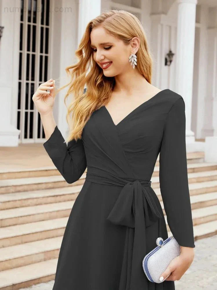 Bridesmaid Dress V-Back Waist Belt Mother of the Bride Wedding Guest SY28031 - Image 45
