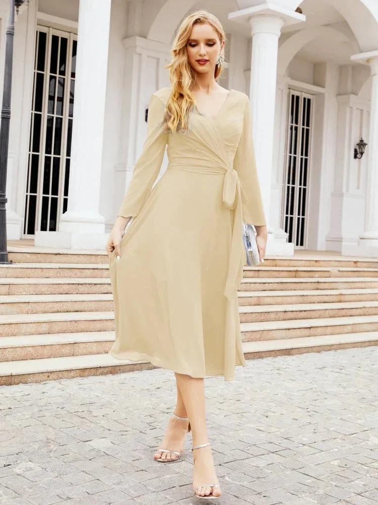 Bridesmaid Dress V-Back Waist Belt Mother of the Bride Wedding Guest SY28031 - Image 46