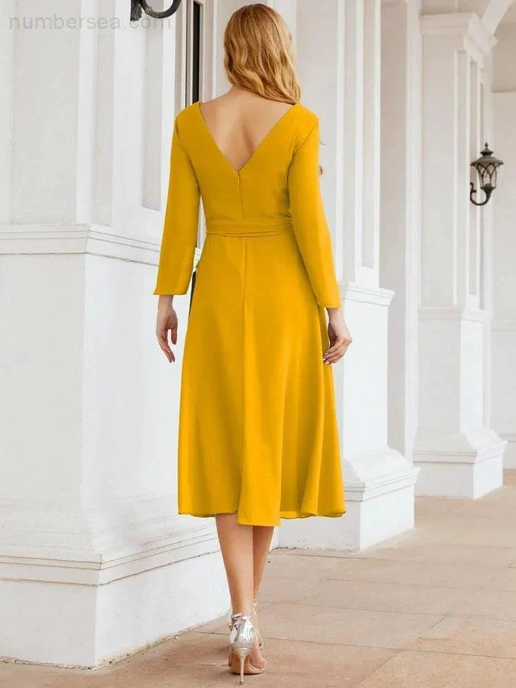 Bridesmaid Dress V-Back Waist Belt Mother of the Bride Wedding Guest SY28031 - Image 5