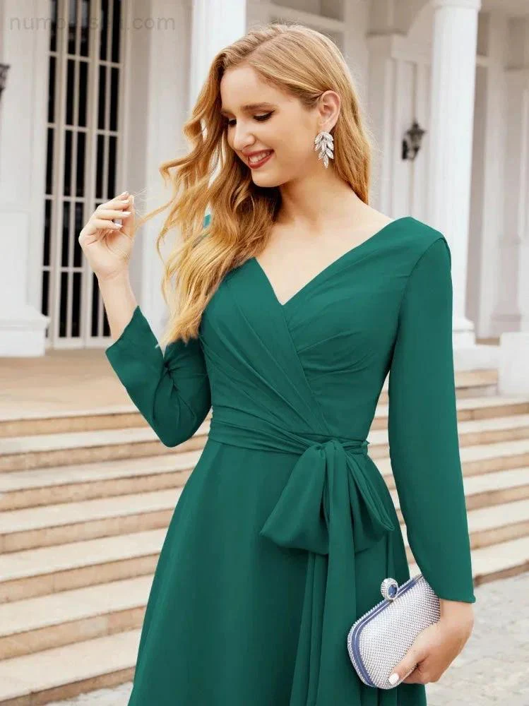 Bridesmaid Dress V-Back Waist Belt Mother of the Bride Wedding Guest SY28031 - Image 51
