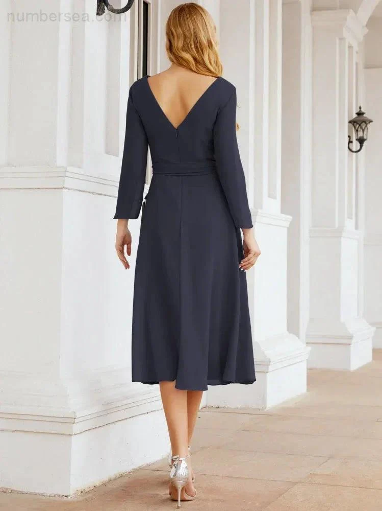 Bridesmaid Dress V-Back Waist Belt Mother of the Bride Wedding Guest SY28031 - Image 53