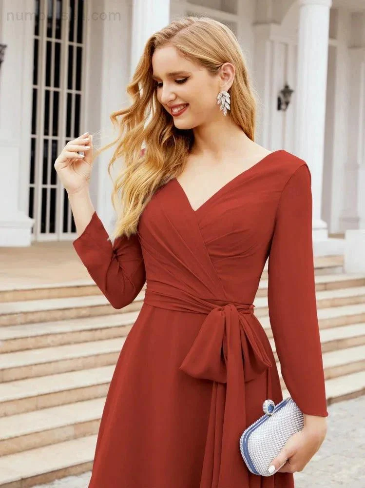 Bridesmaid Dress V-Back Waist Belt Mother of the Bride Wedding Guest SY28031 - Image 57