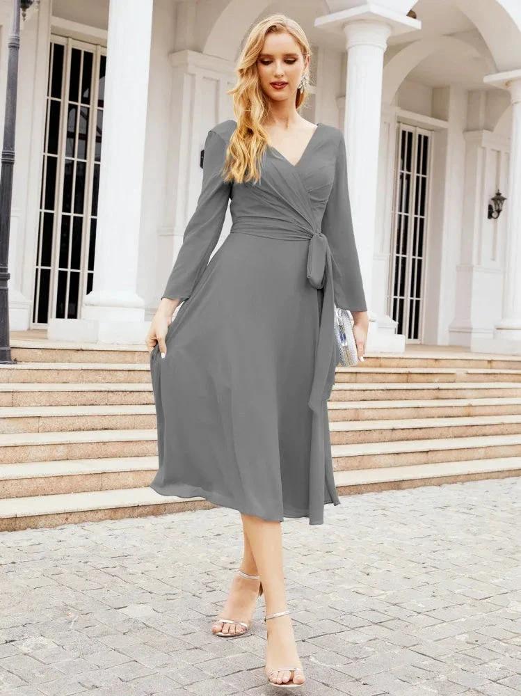 Bridesmaid Dress V-Back Waist Belt Mother of the Bride Wedding Guest SY28031 - Image 58