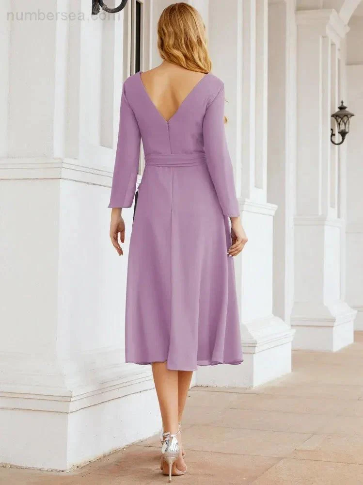 Bridesmaid Dress V-Back Waist Belt Mother of the Bride Wedding Guest SY28031 - Image 62
