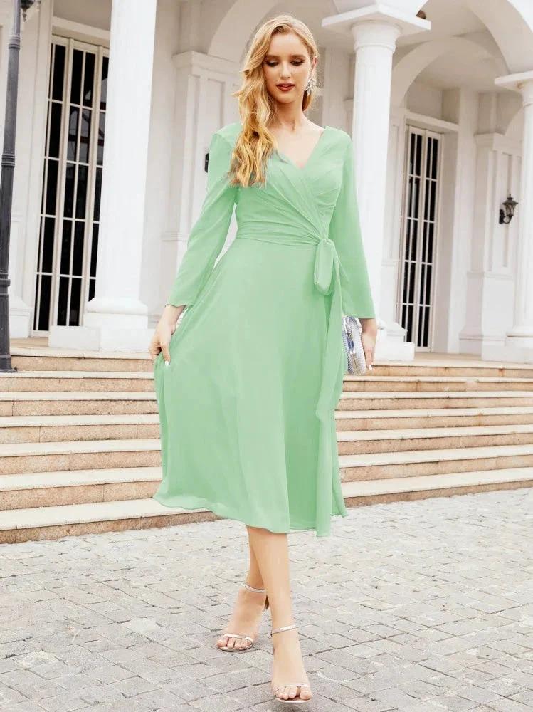 Bridesmaid Dress V-Back Waist Belt Mother of the Bride Wedding Guest SY28031 - Image 64