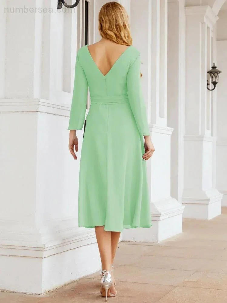 Bridesmaid Dress V-Back Waist Belt Mother of the Bride Wedding Guest SY28031 - Image 65