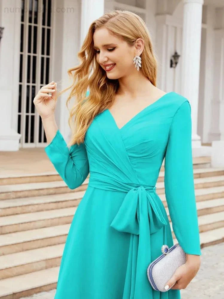 Bridesmaid Dress V-Back Waist Belt Mother of the Bride Wedding Guest SY28031 - Image 69