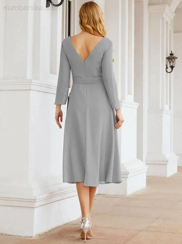 Bridesmaid Dress V-Back Waist Belt Mother of the Bride Wedding Guest SY28031 - Image 74