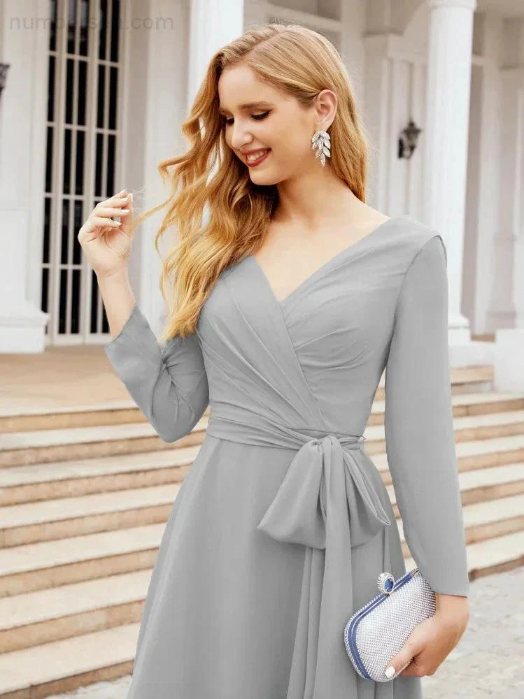 Bridesmaid Dress V-Back Waist Belt Mother of the Bride Wedding Guest SY28031 - Image 75