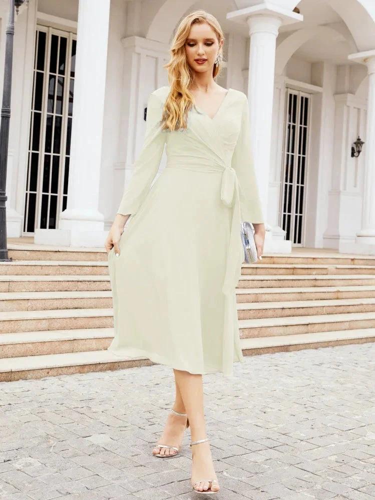 Bridesmaid Dress V-Back Waist Belt Mother of the Bride Wedding Guest SY28031 - Image 76