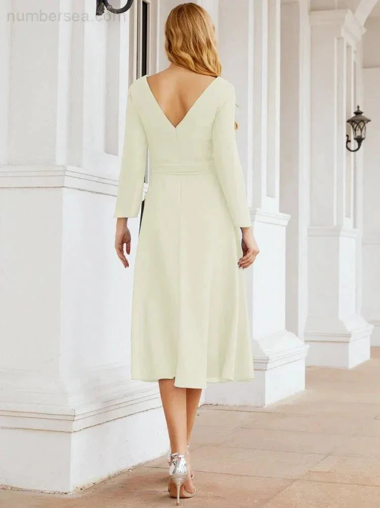 Bridesmaid Dress V-Back Waist Belt Mother of the Bride Wedding Guest SY28031 - Image 77