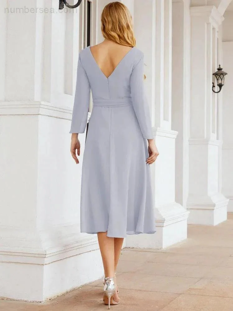 Bridesmaid Dress V-Back Waist Belt Mother of the Bride Wedding Guest SY28031 - Image 8