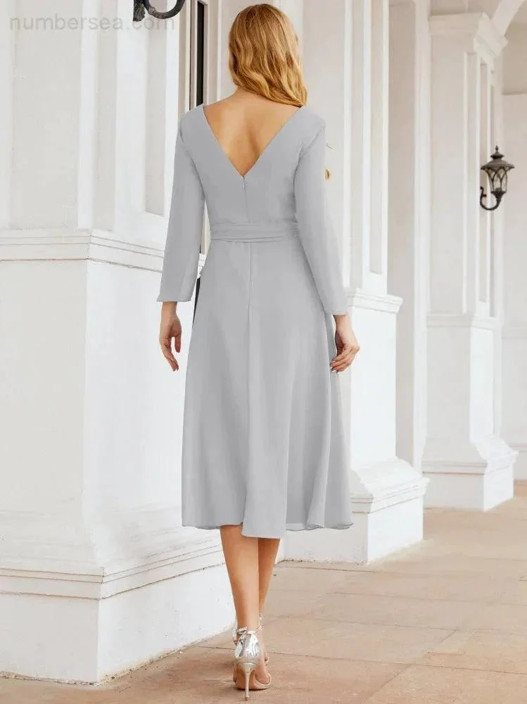 Bridesmaid Dress V-Back Waist Belt Mother of the Bride Wedding Guest SY28031 - Image 80
