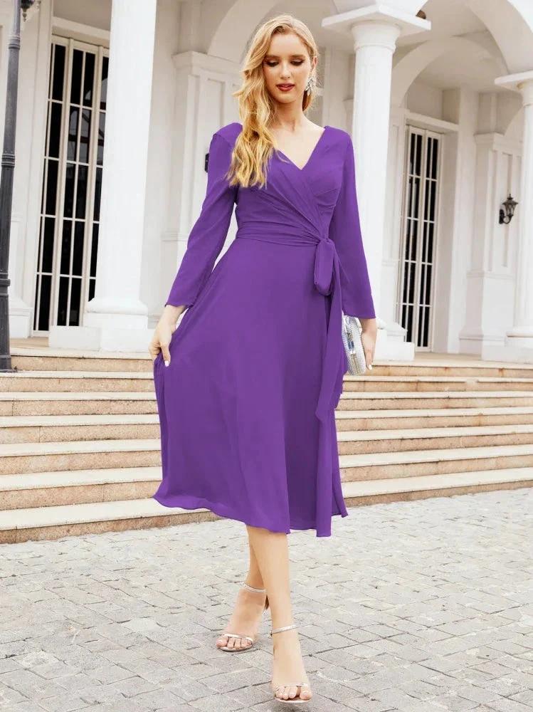 Bridesmaid Dress V-Back Waist Belt Mother of the Bride Wedding Guest SY28031 - Image 82