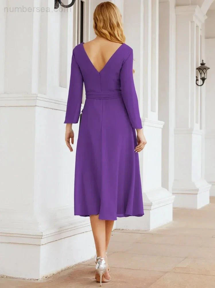 Bridesmaid Dress V-Back Waist Belt Mother of the Bride Wedding Guest SY28031 - Image 83