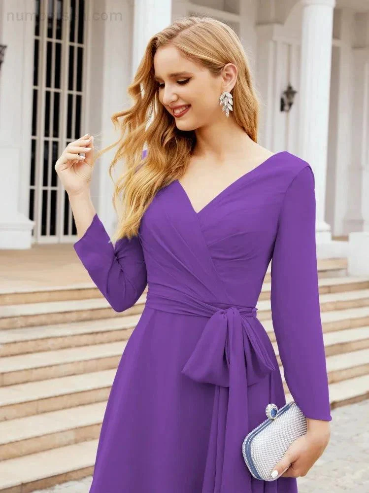 Bridesmaid Dress V-Back Waist Belt Mother of the Bride Wedding Guest SY28031 - Image 84