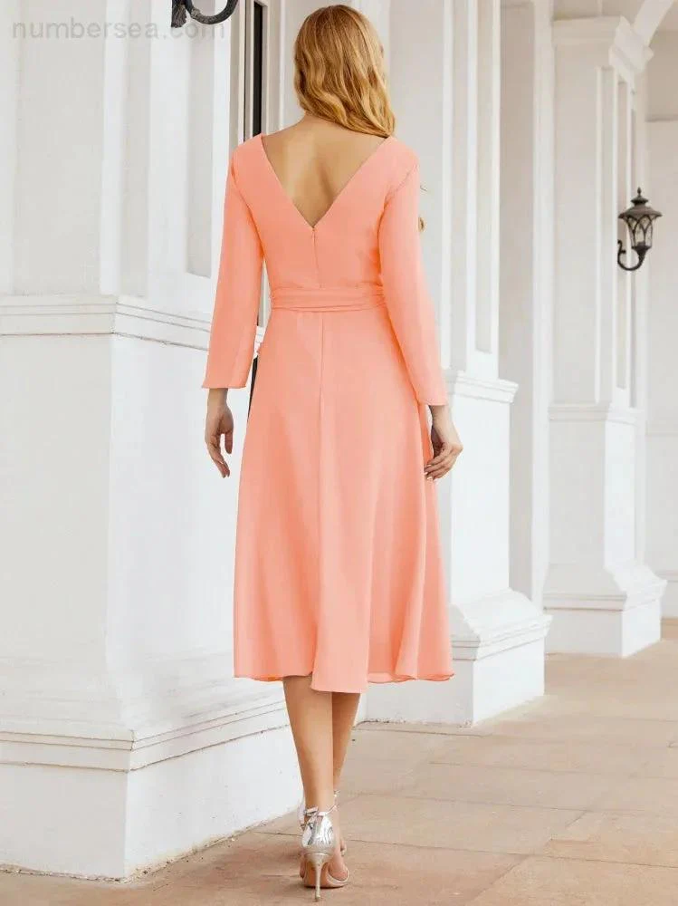 Bridesmaid Dress V-Back Waist Belt Mother of the Bride Wedding Guest SY28031 - Image 86