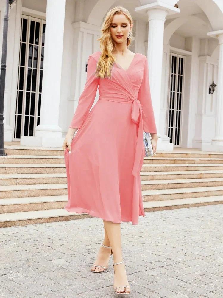 Bridesmaid Dress V-Back Waist Belt Mother of the Bride Wedding Guest SY28031 - Image 88