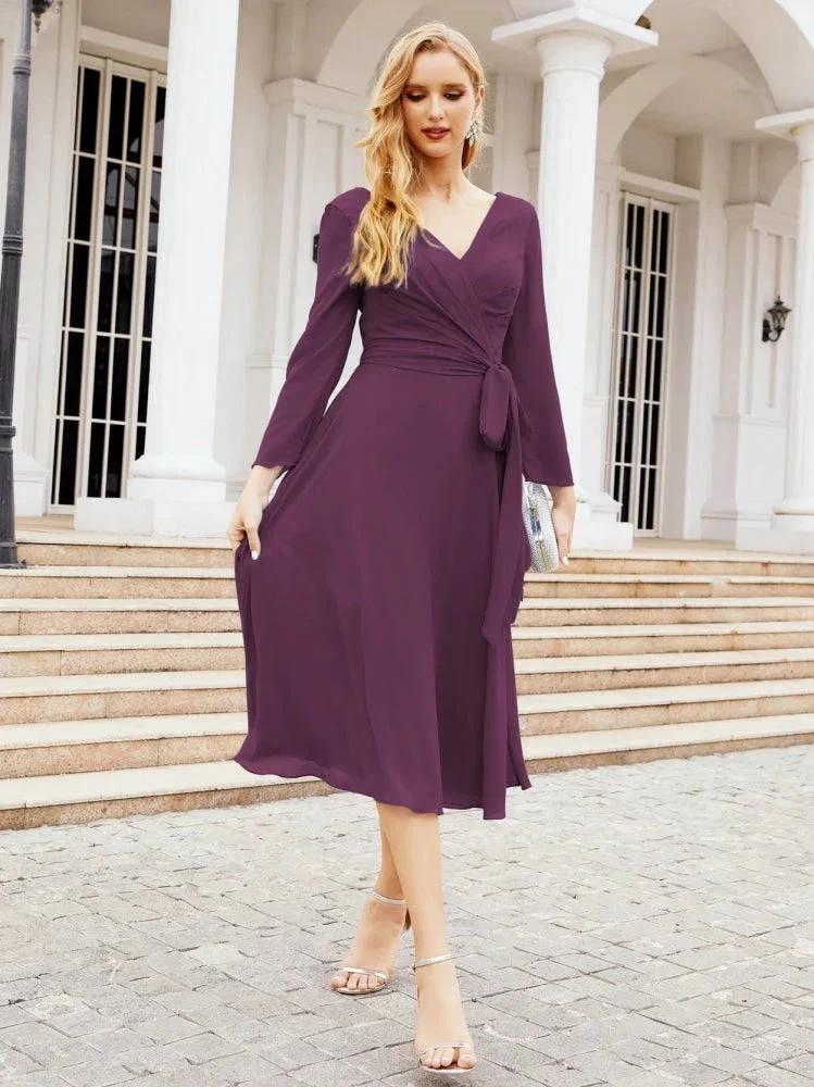 Bridesmaid Dress V-Back Waist Belt Mother of the Bride Wedding Guest SY28031 - Image 91
