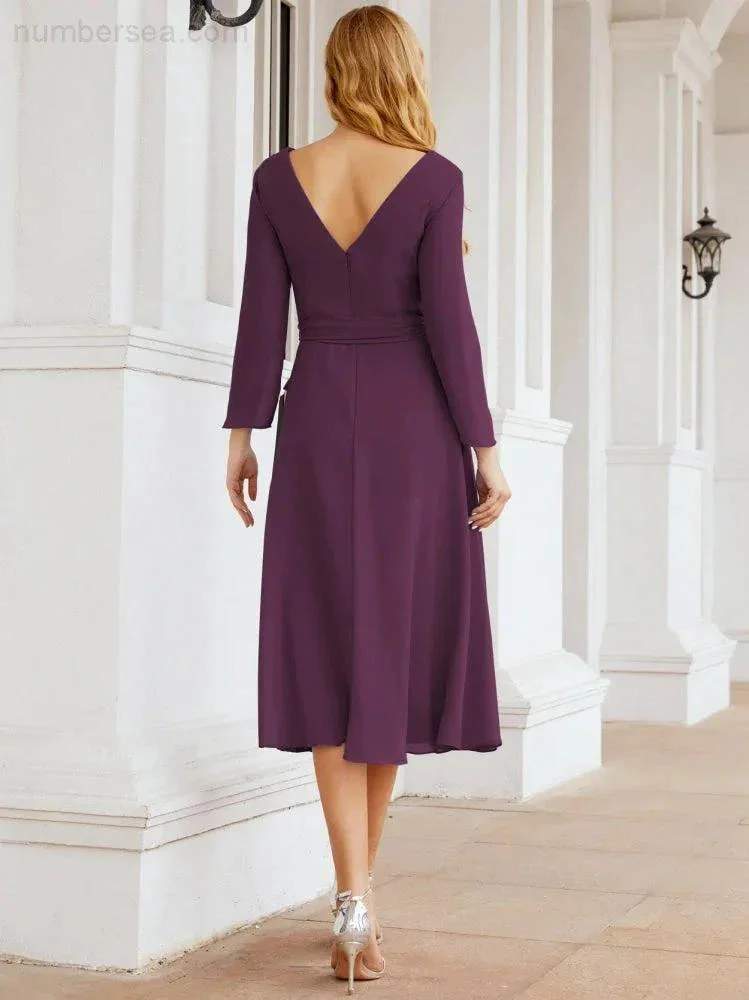 Bridesmaid Dress V-Back Waist Belt Mother of the Bride Wedding Guest SY28031 - Image 92