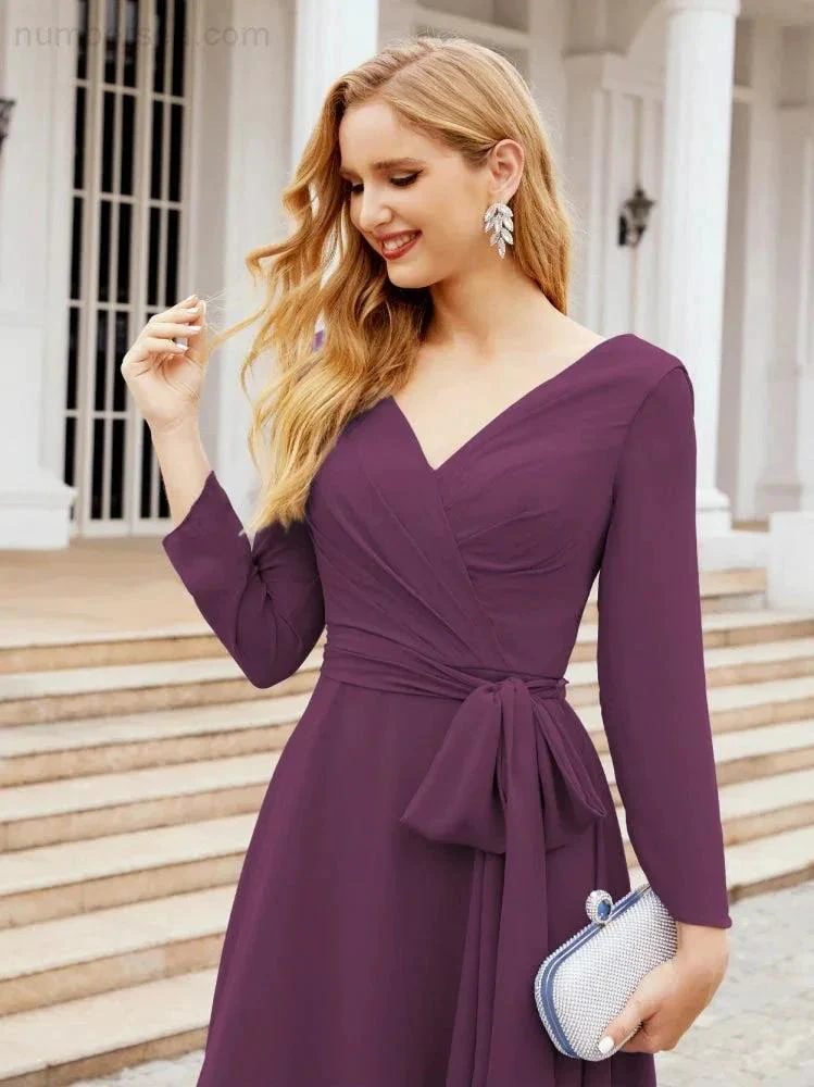 Bridesmaid Dress V-Back Waist Belt Mother of the Bride Wedding Guest SY28031 - Image 93