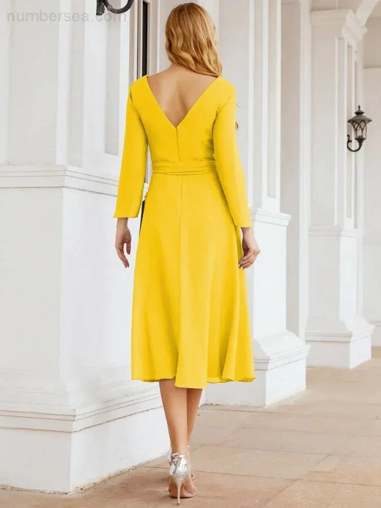 Bridesmaid Dress V-Back Waist Belt Mother of the Bride Wedding Guest SY28031 - Image 98