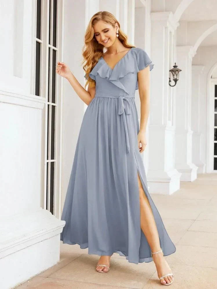 Bridesmaid Dresses with Flutter Sleeves Formal Evening Party Prom Gowns 28044 - Image 10