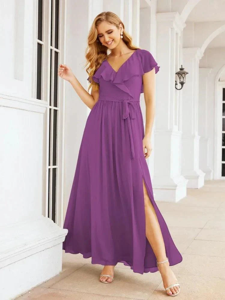 Bridesmaid Dresses with Flutter Sleeves Formal Evening Party Prom Gowns 28044 - Image 106