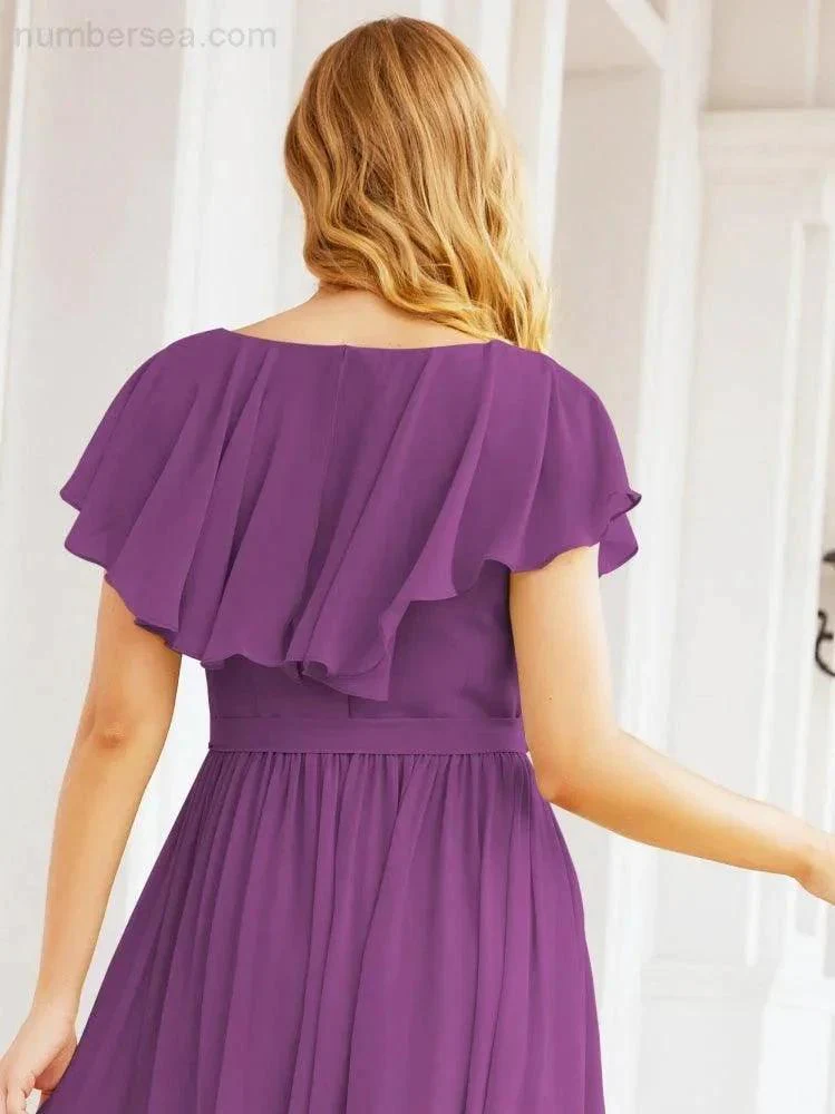 Bridesmaid Dresses with Flutter Sleeves Formal Evening Party Prom Gowns 28044 - Image 107
