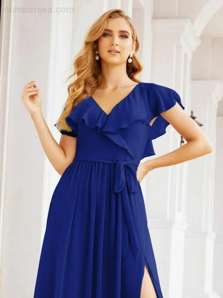 Bridesmaid Dresses with Flutter Sleeves Formal Evening Party Prom Gowns 28044 - Image 111