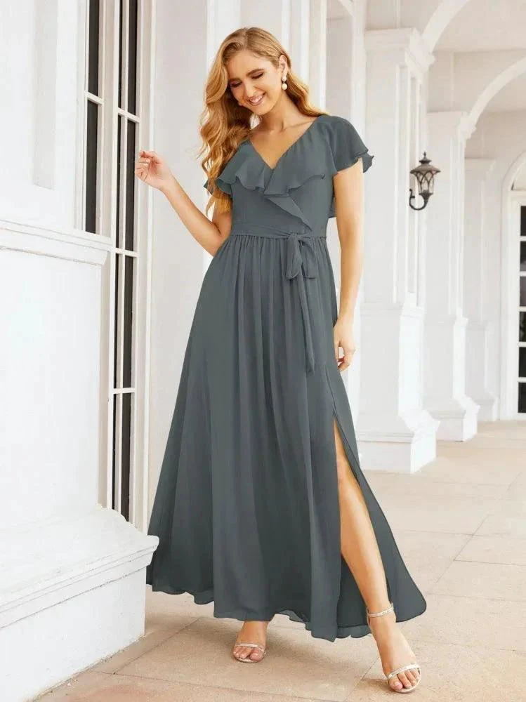 Bridesmaid Dresses with Flutter Sleeves Formal Evening Party Prom Gowns 28044 - Image 112