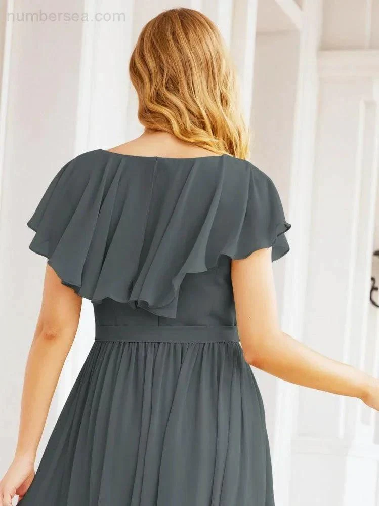 Bridesmaid Dresses with Flutter Sleeves Formal Evening Party Prom Gowns 28044 - Image 113