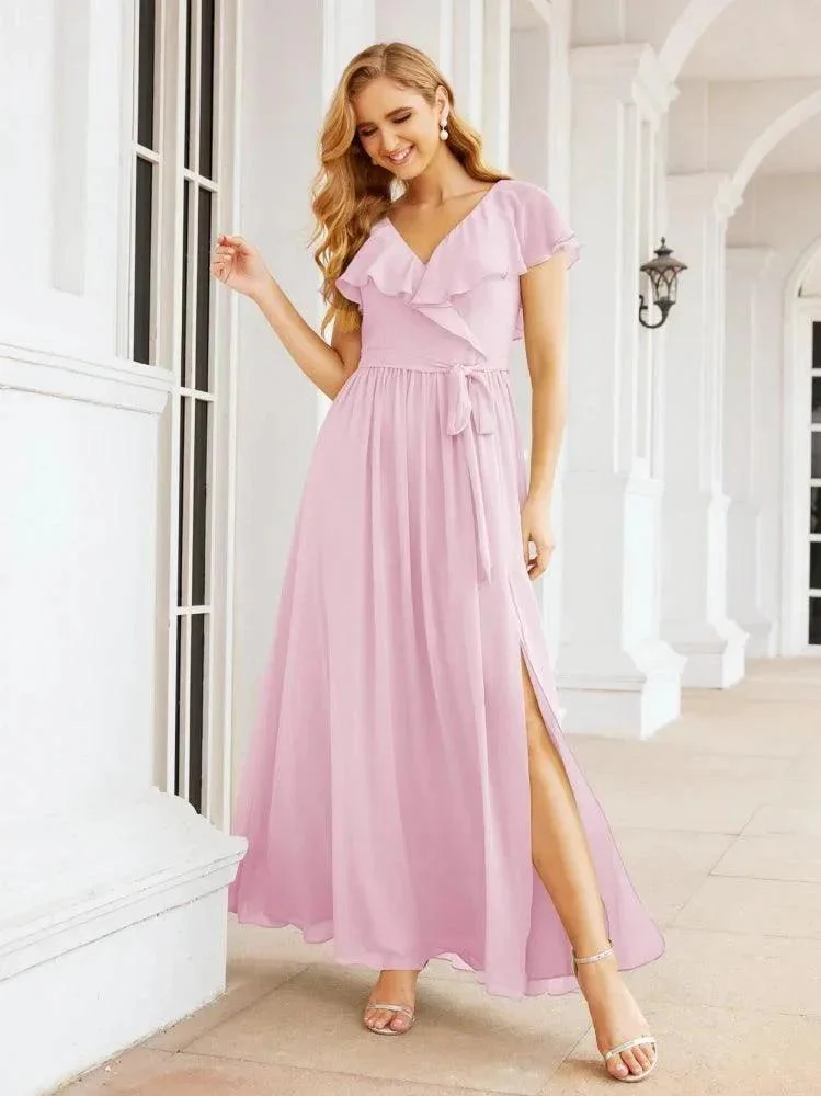 Bridesmaid Dresses with Flutter Sleeves Formal Evening Party Prom Gowns 28044 - Image 115